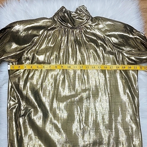 Vintage | Regina Porter | Metallic Gold Lame High Neck Blouse - Picture 11 of 12